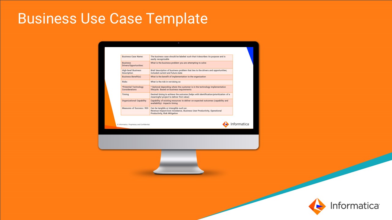 Figure 2. Example of a Business Use Case Template.