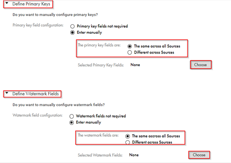 Figure 5: Defining the Primary Key field and Watermark field to process an incremental data load in Data Loader.