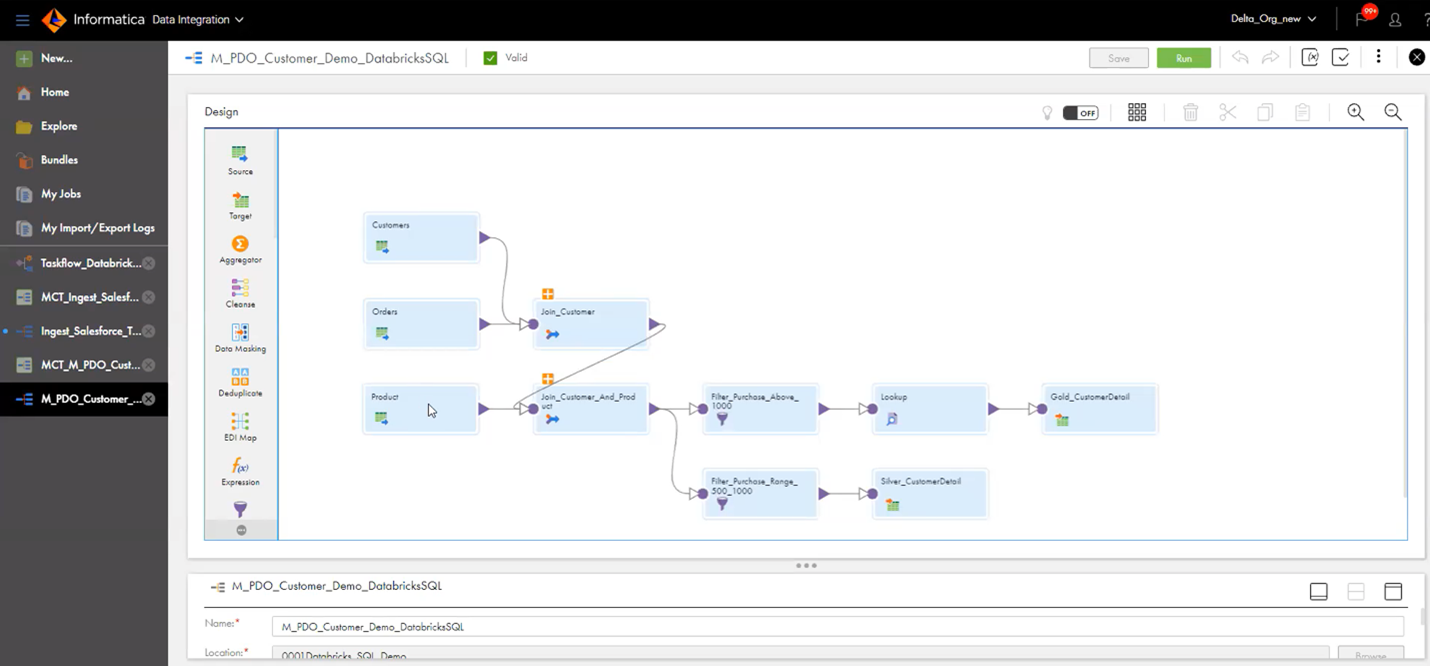Figure 3: You can quickly and easily design a Delta-to-Delta data pipeline using Informatica’s UI.