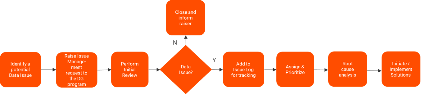 Depiction of a data issue management process flow
