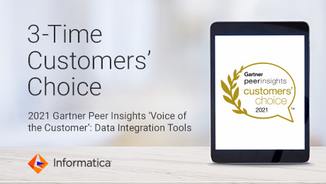 Informatica is Gartner Peer Insights Customers' Choice for data integration tools 3 years in a row