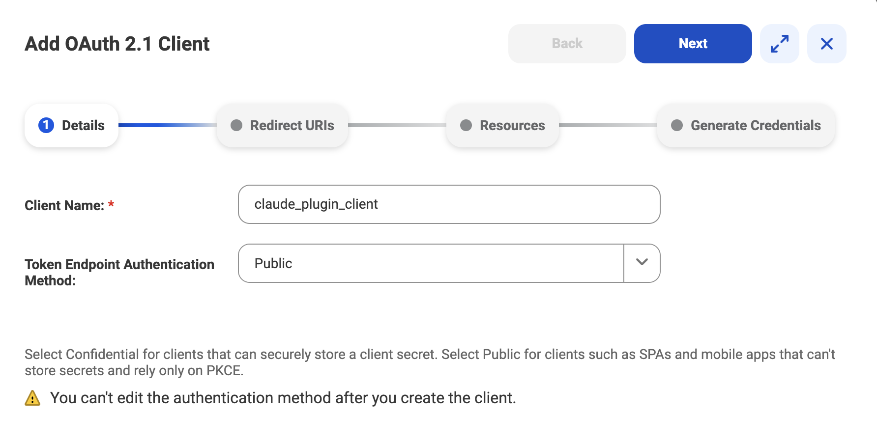 Add Oauth 2.1 Client