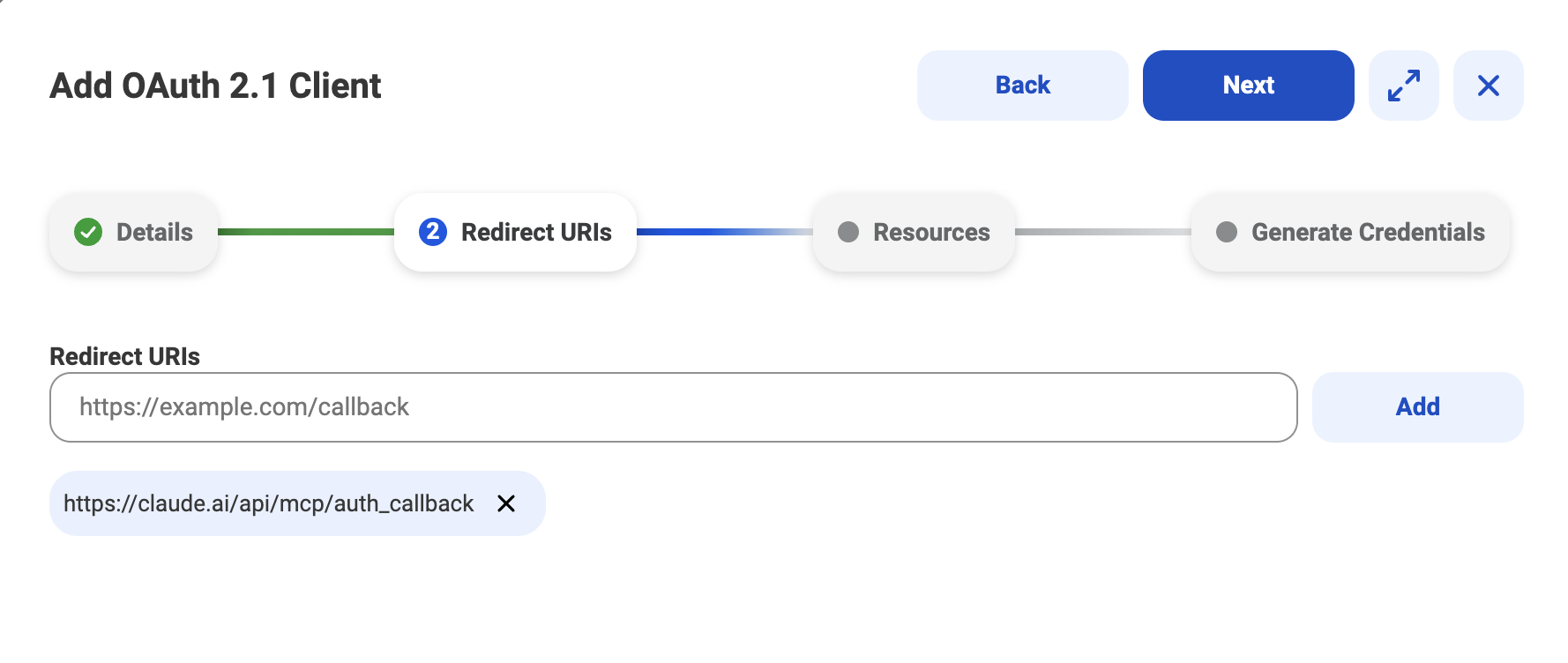 Add Oauth 2.1 Client