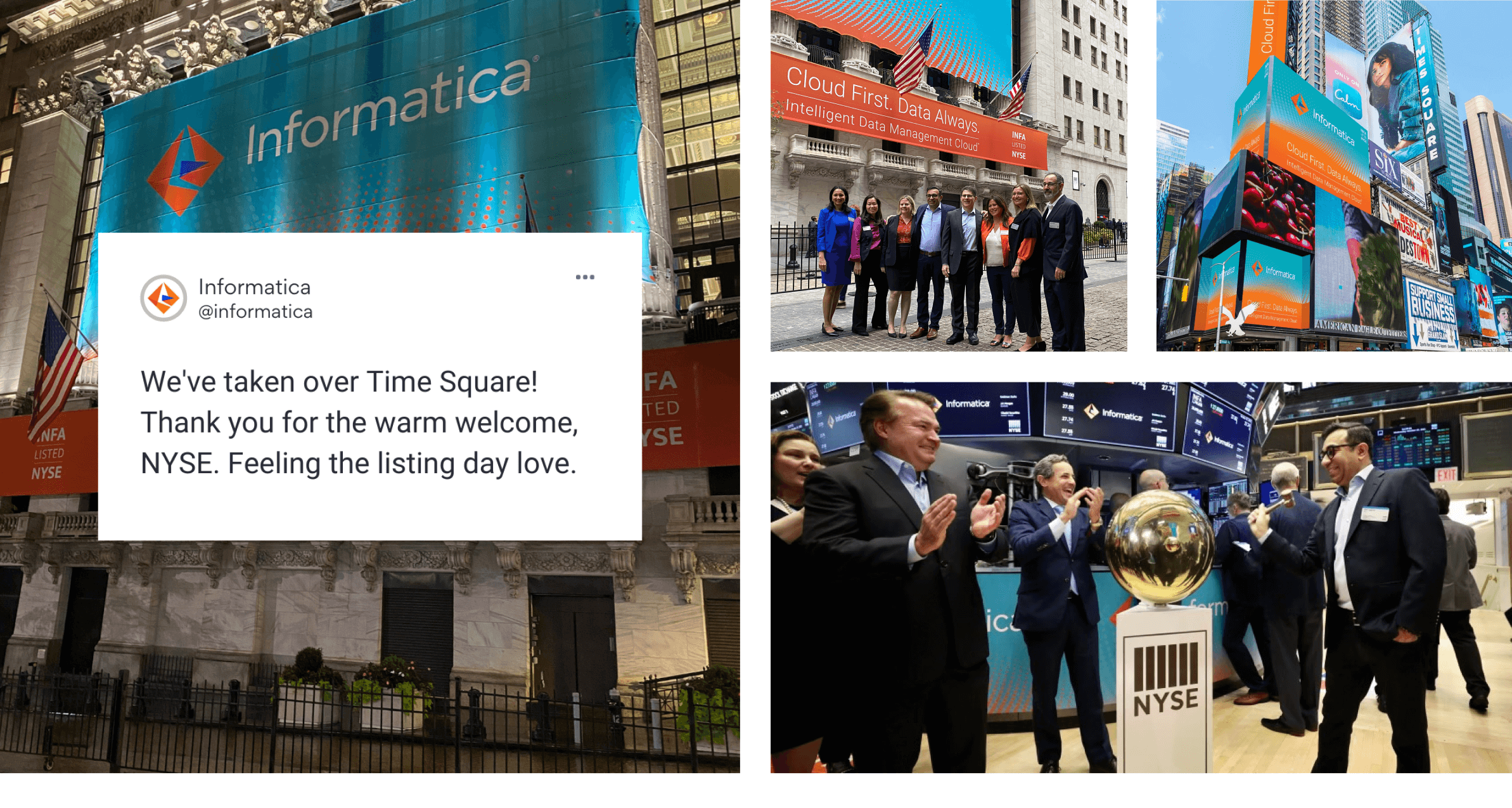 Celebrating listing day around Times Square in New York City | Informatica