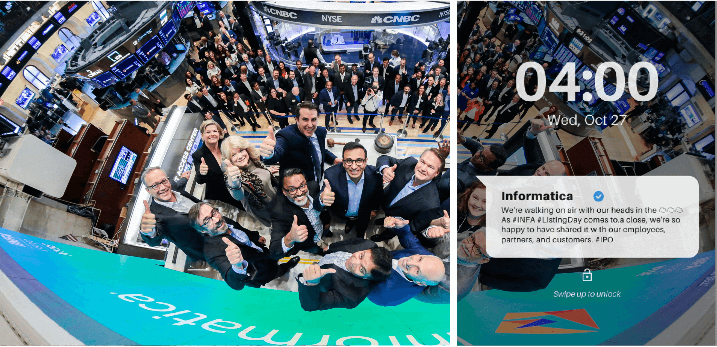 Celebrating listing day on the floor of the NYSE | Informatica